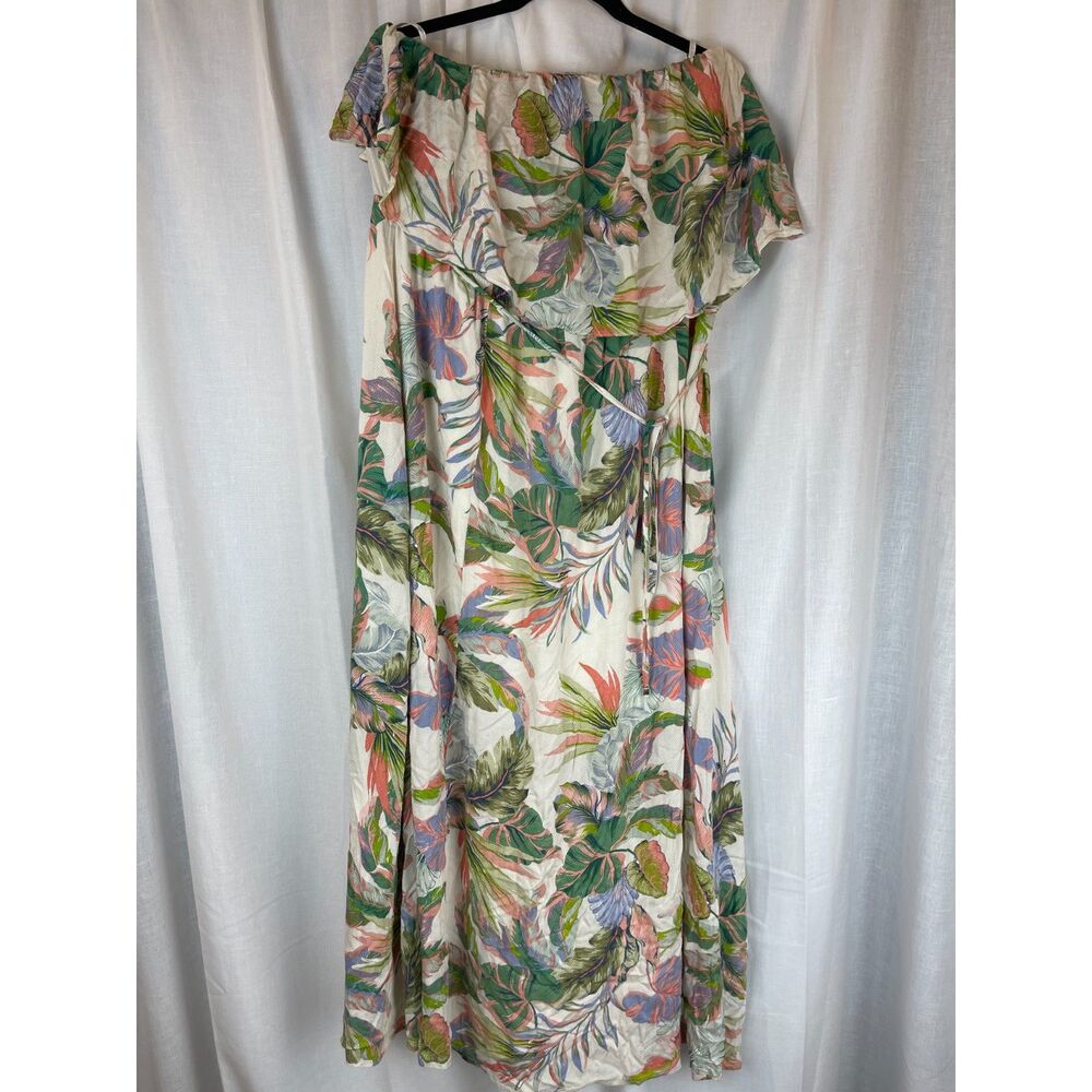City Chic Tropical Off-Shoulder Maxi Dress - Size M/18